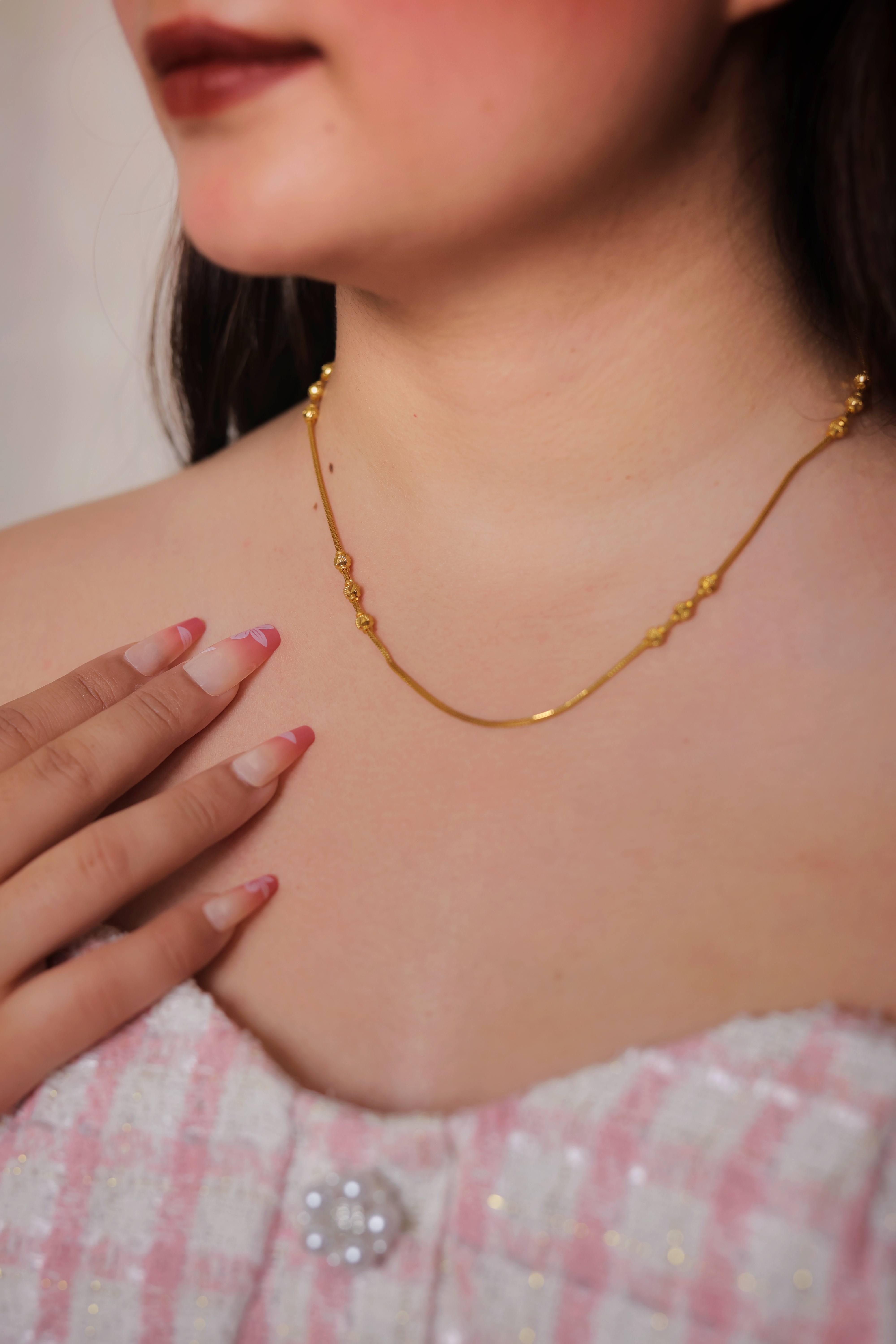 22K Gold Stylish Beaded Women’s Chain