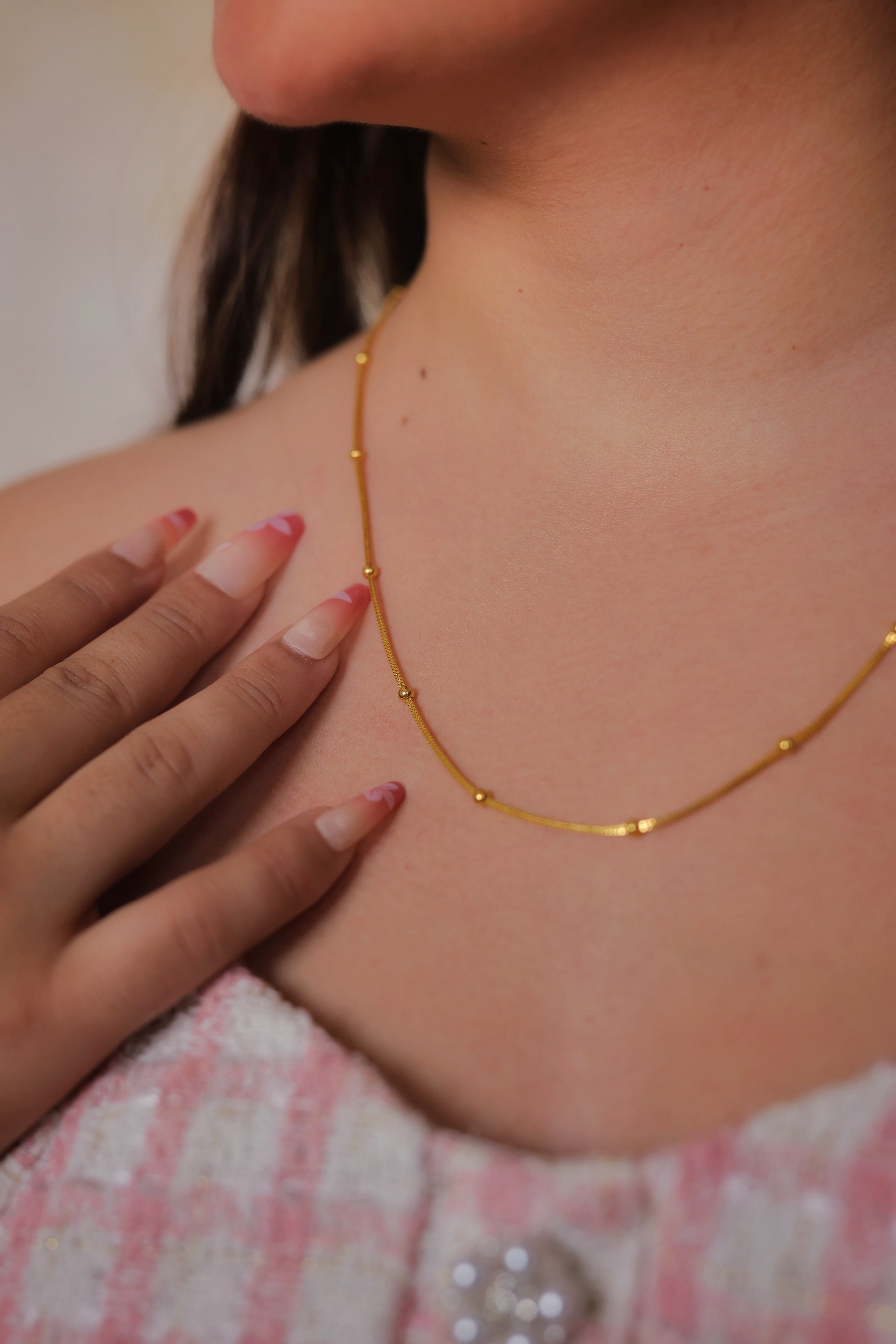 22K Gold Minimal Beaded Women’s Chain