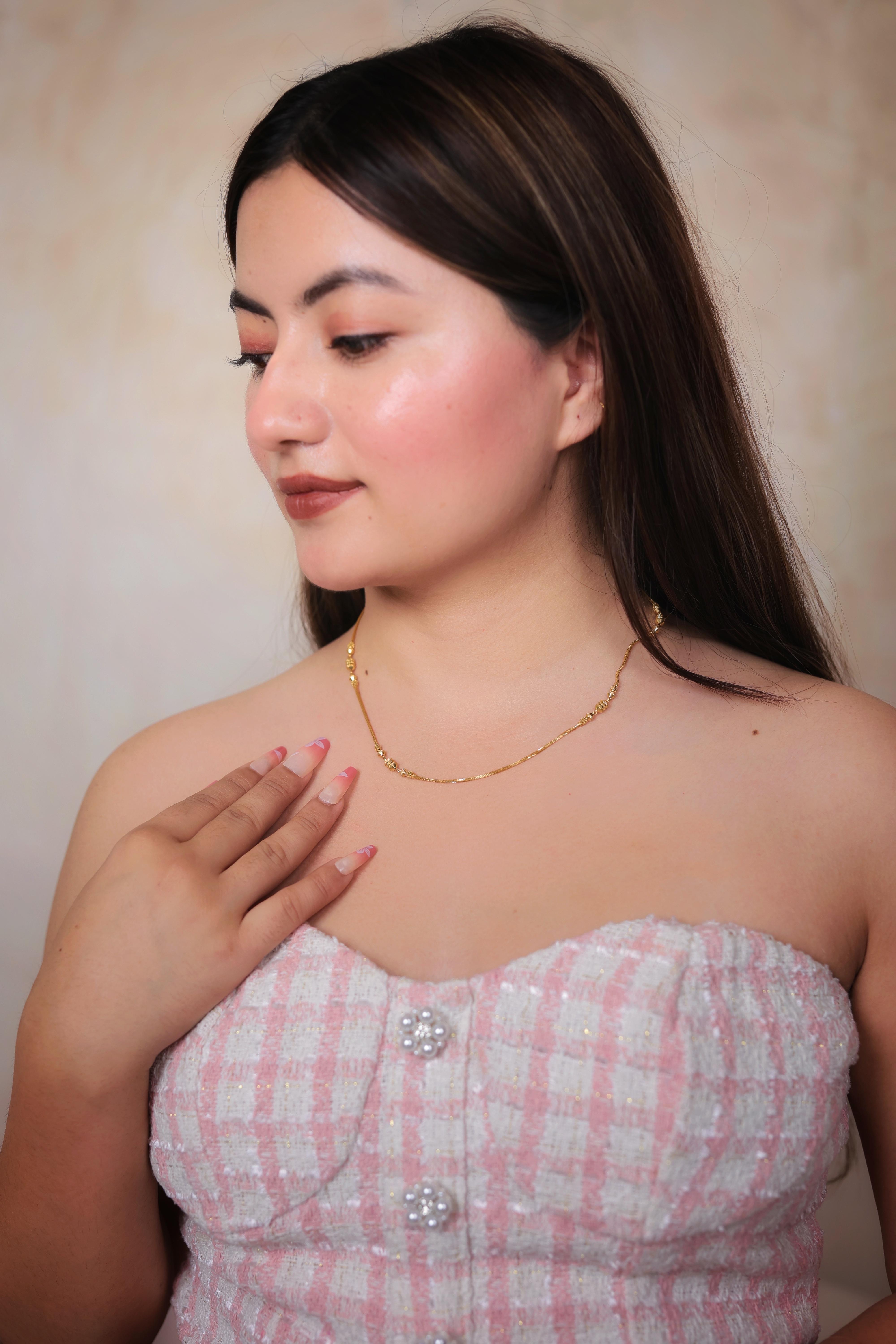 22K Gold Elegant Beaded Women’s Chain