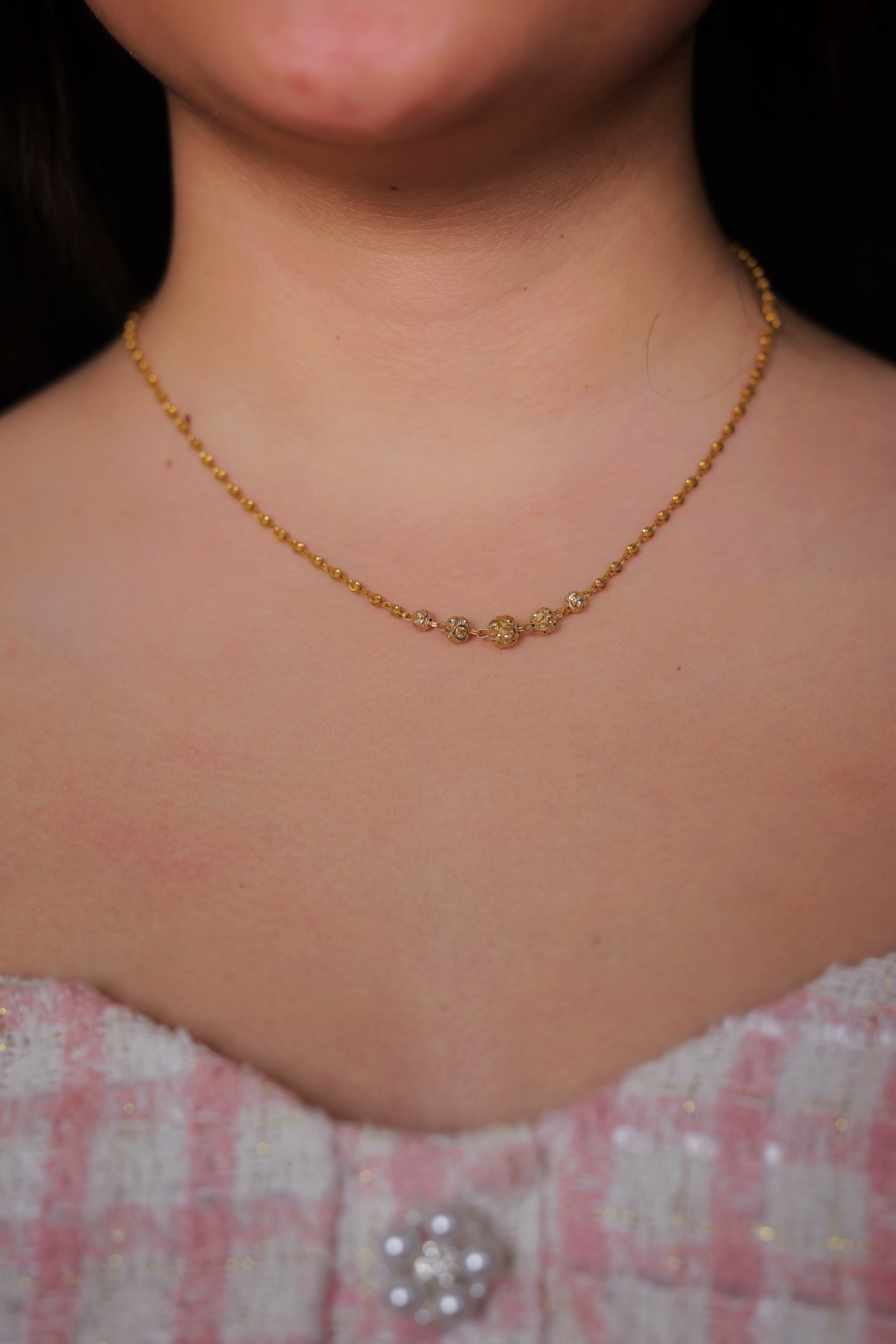 Delicate Beaded Gold Chain for Women | Lightweight Daily Wear Chain