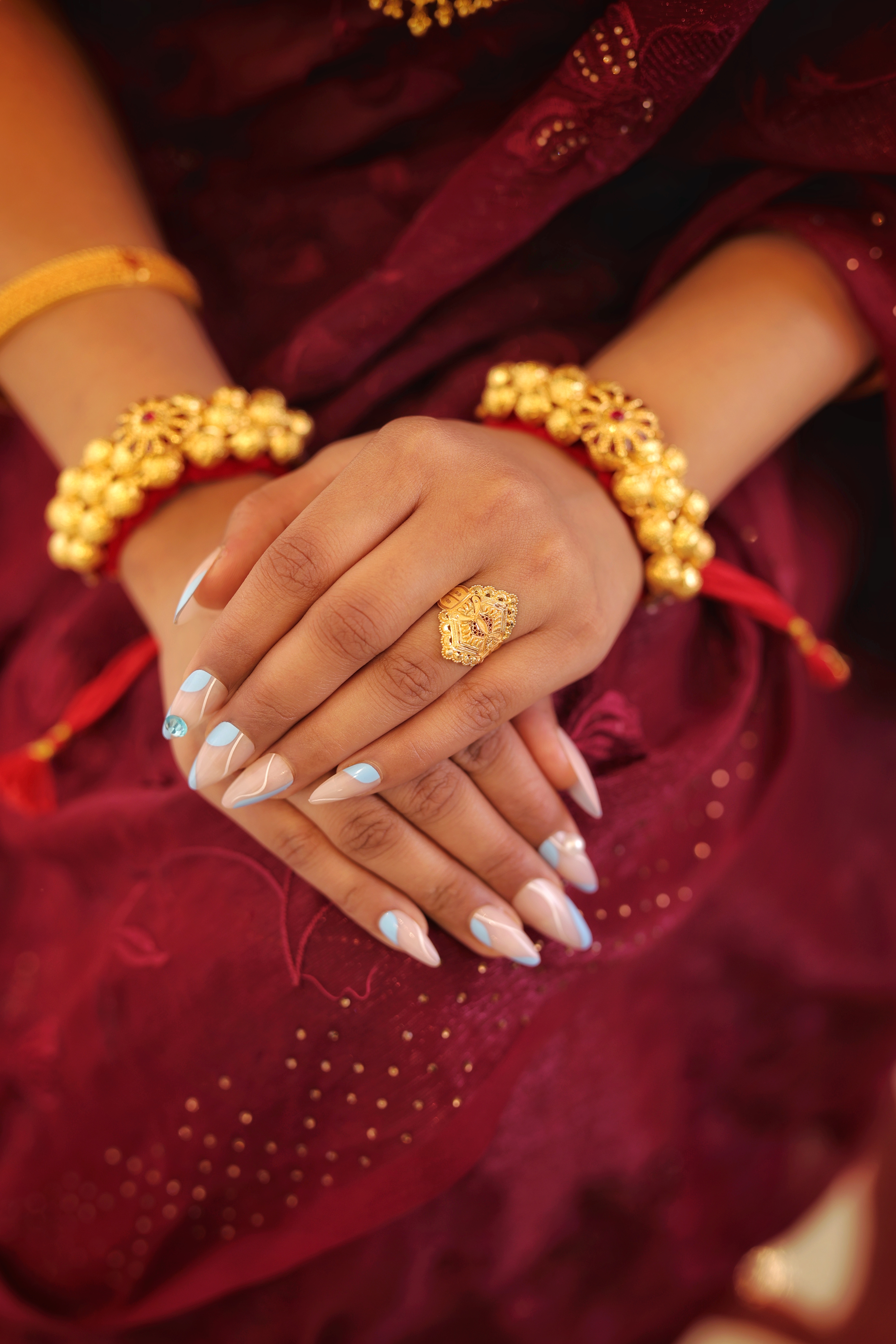 22K Gold Antique Hexa-Design Ladies Ring – Traditional Filigree Craft