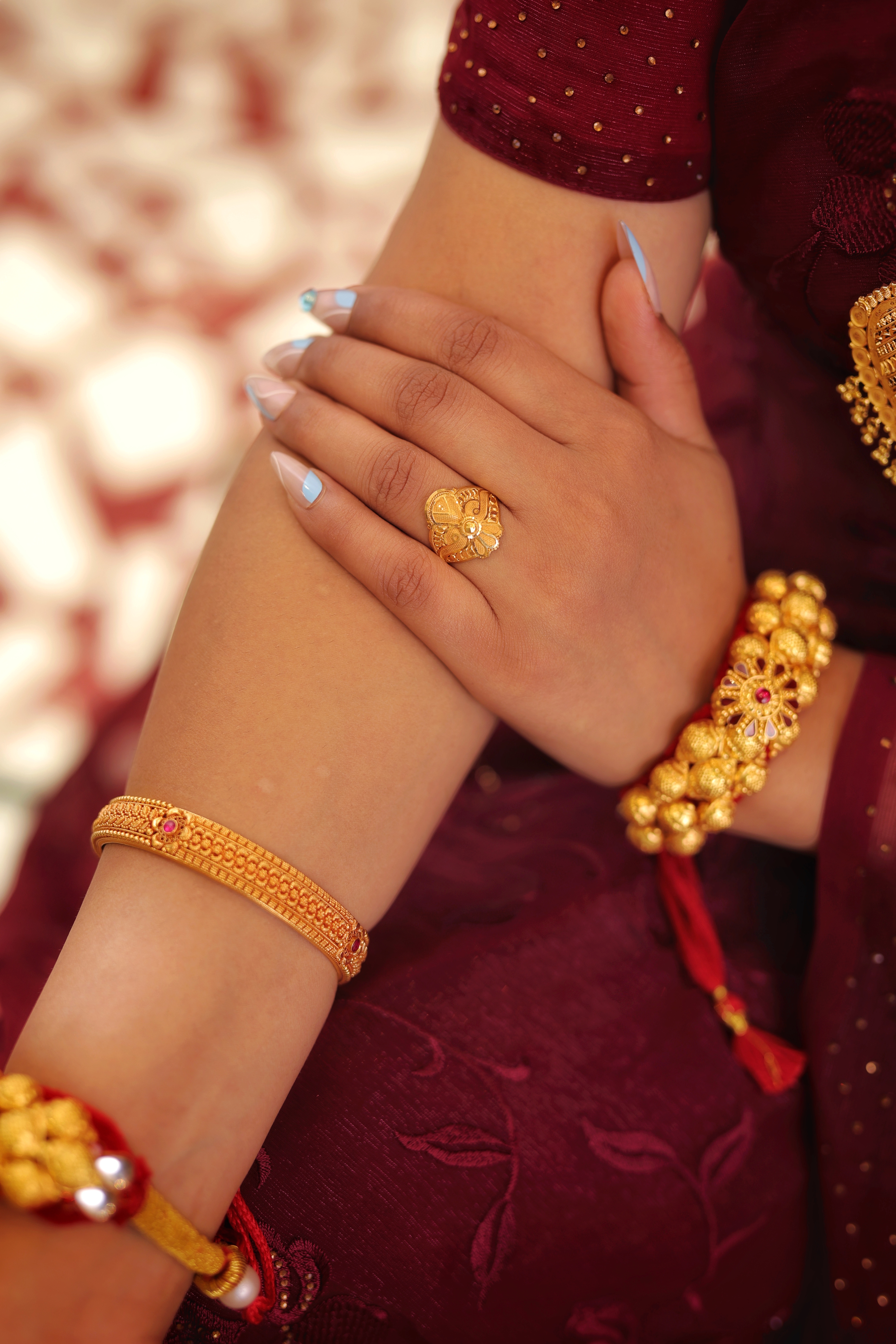 Traditional Ladies' 22K Yellow Gold Kite-Shaped Filigree Ring