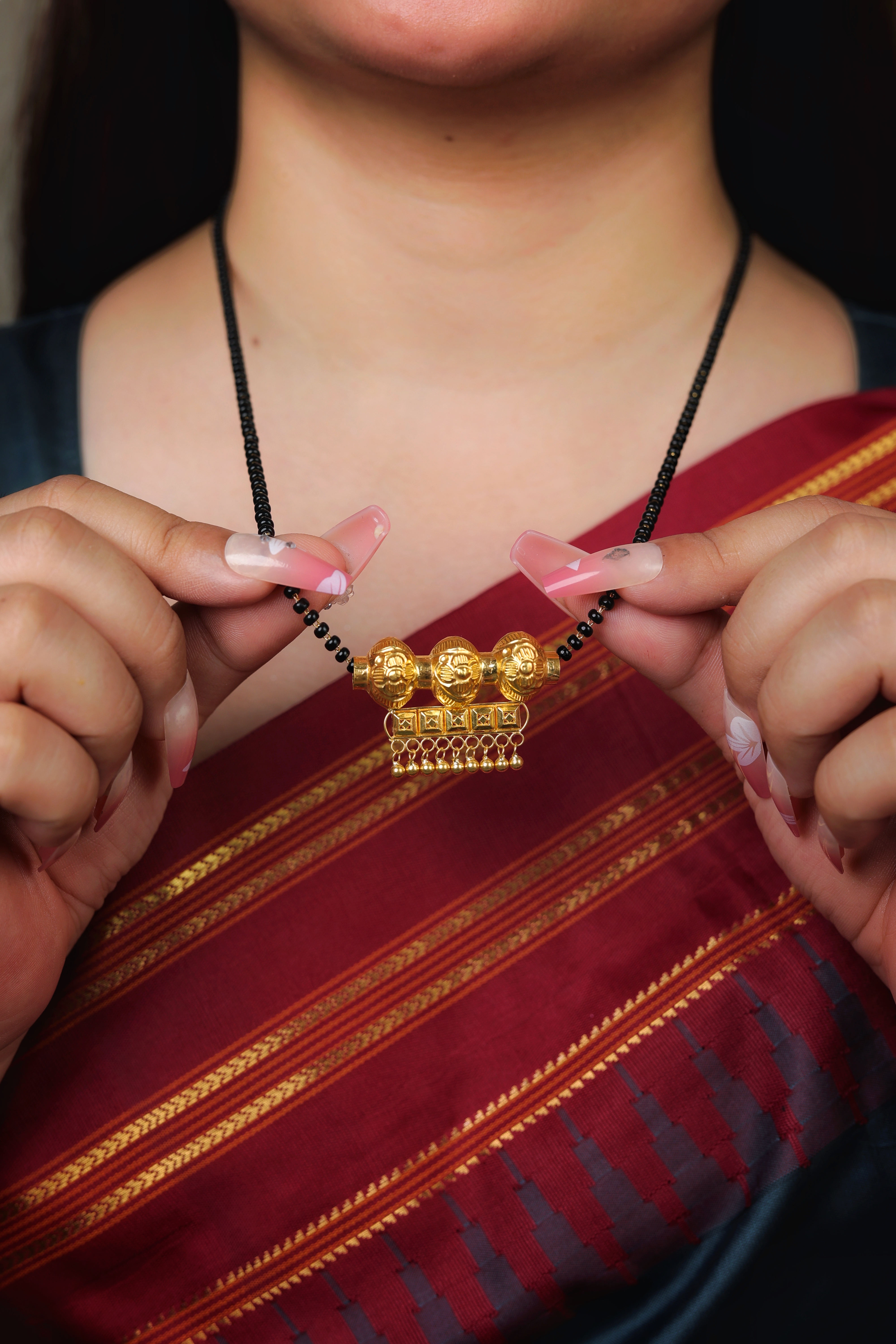 Handcrafted 22K Gold Triple-Ball Temania Mangalsutra