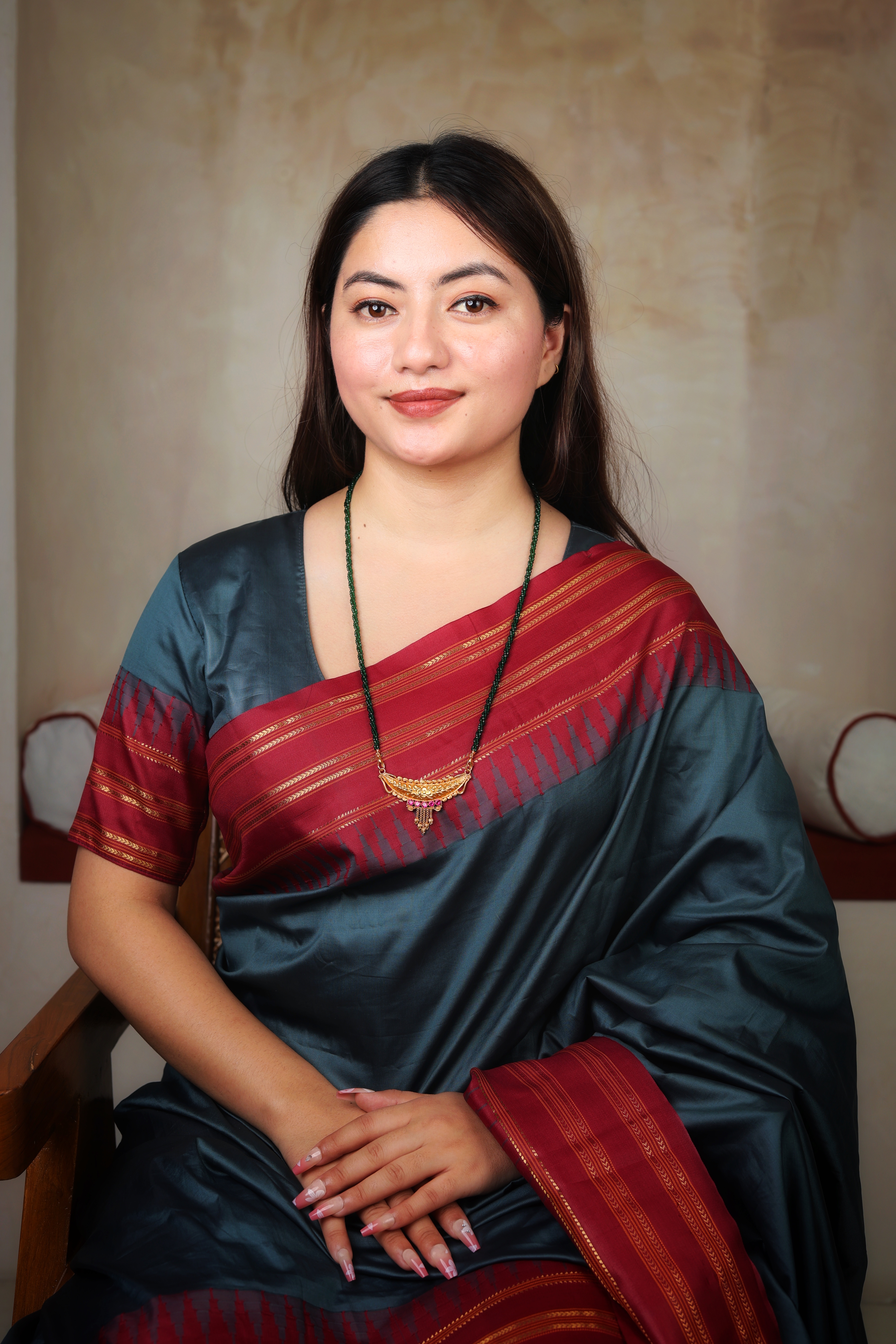 Timaniya Gold Mangalsutra with Green Beads