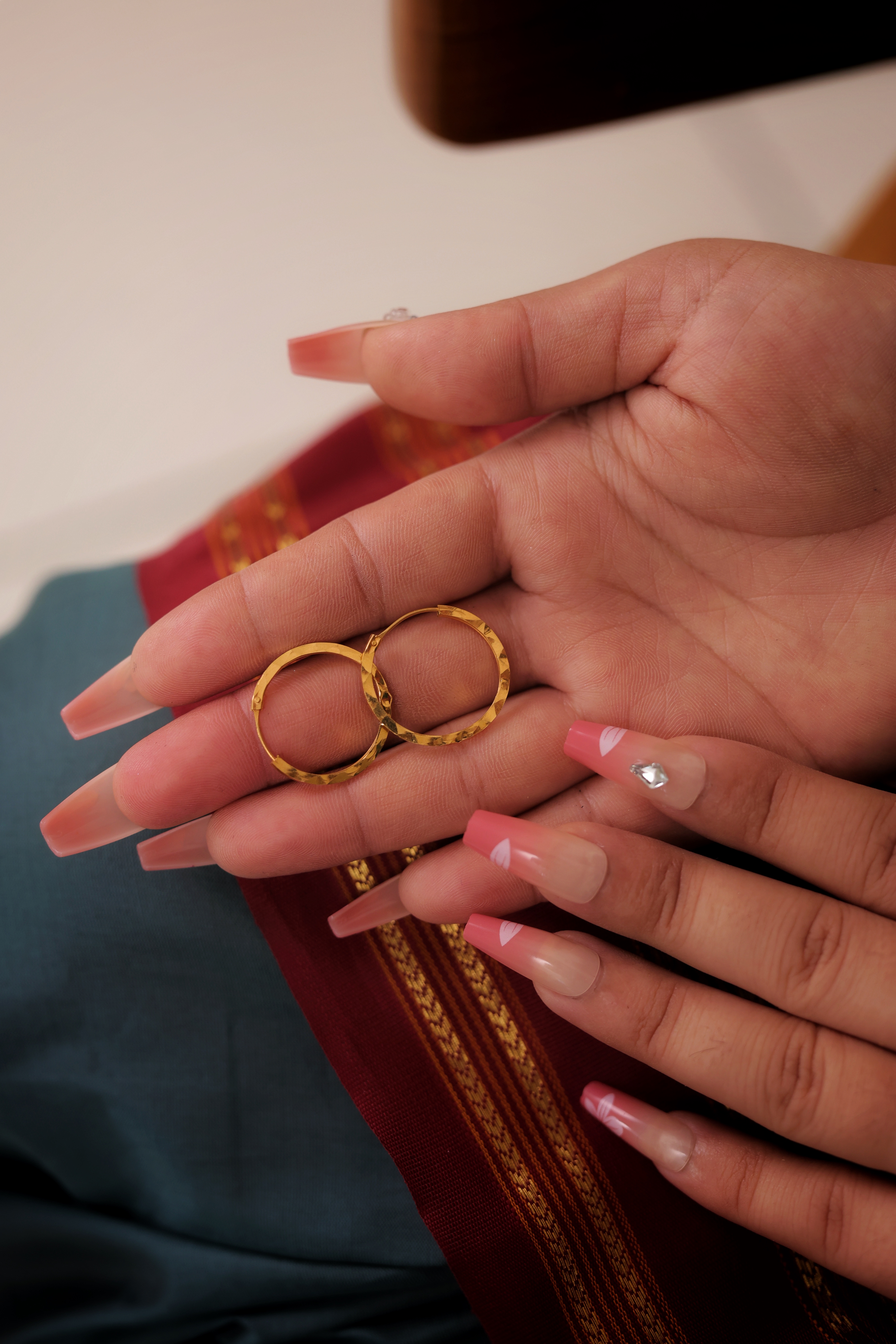 Textured Gold-Plated Faceted Bali Hoops | Unique Hand-Finished Look Small Earrings | Daily Wear Jewellery