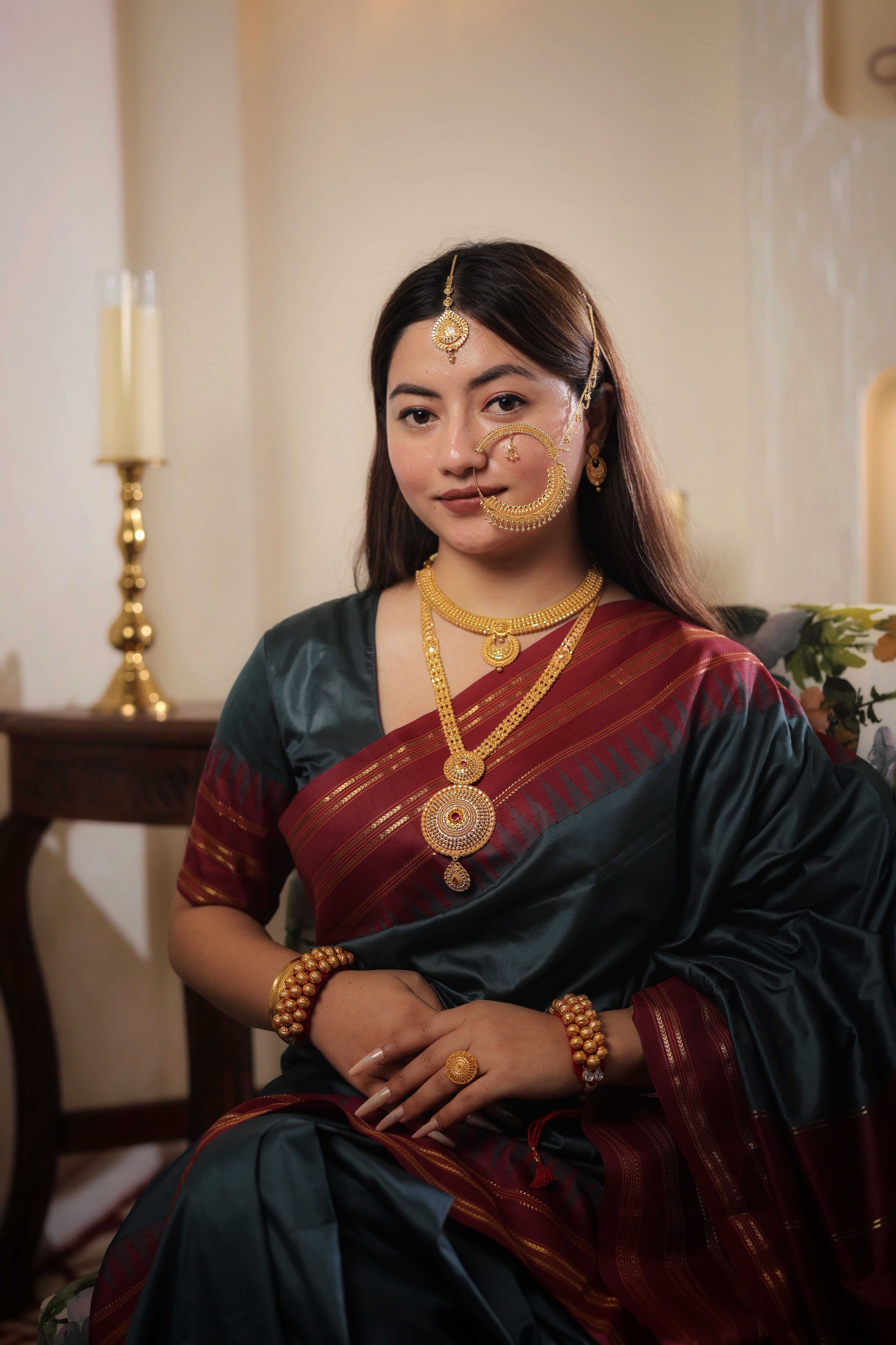 Grand 22K Gold Traditional Bridal Nath