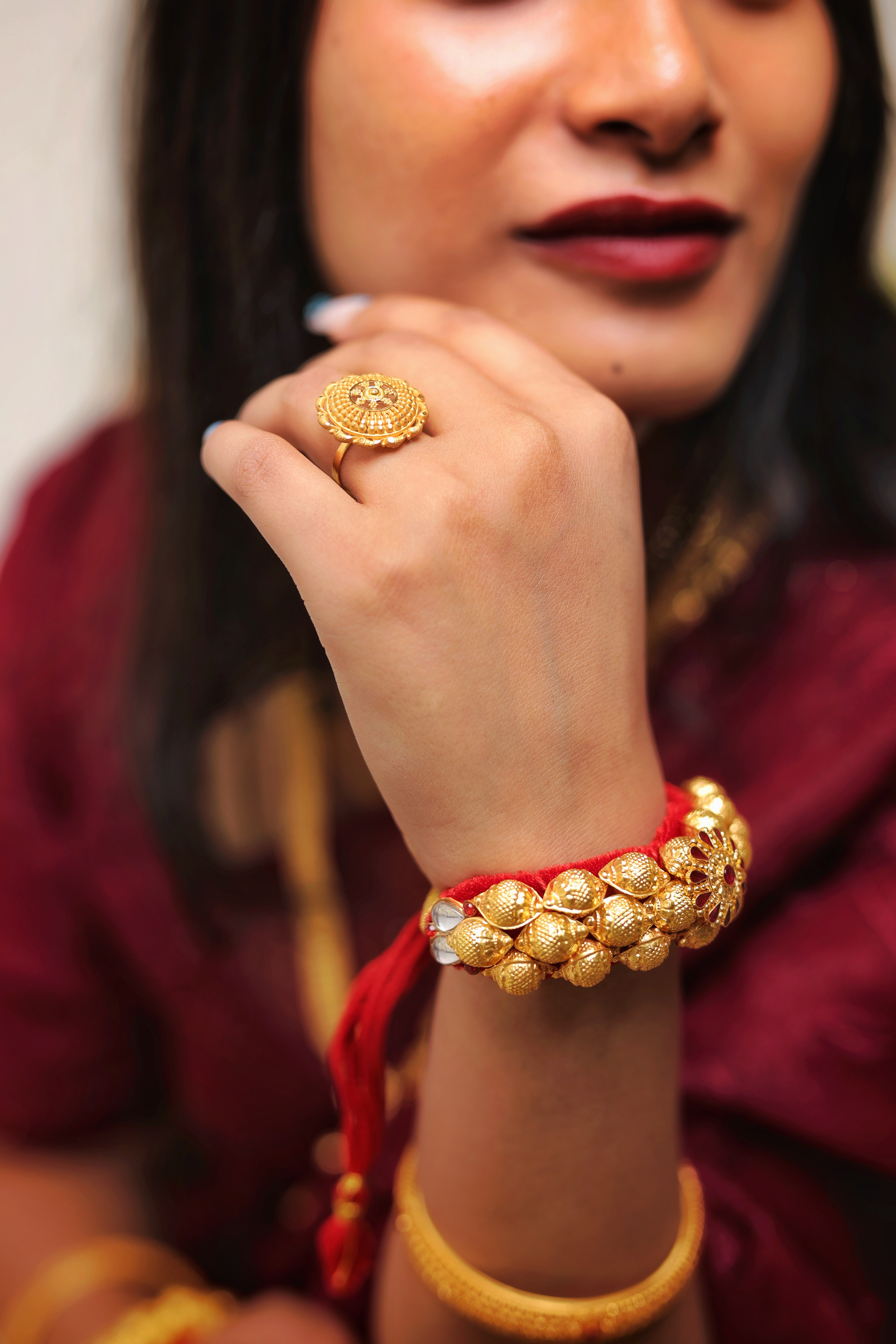 Traditional Circular Dome Cocktail Ring with Fine Filigree