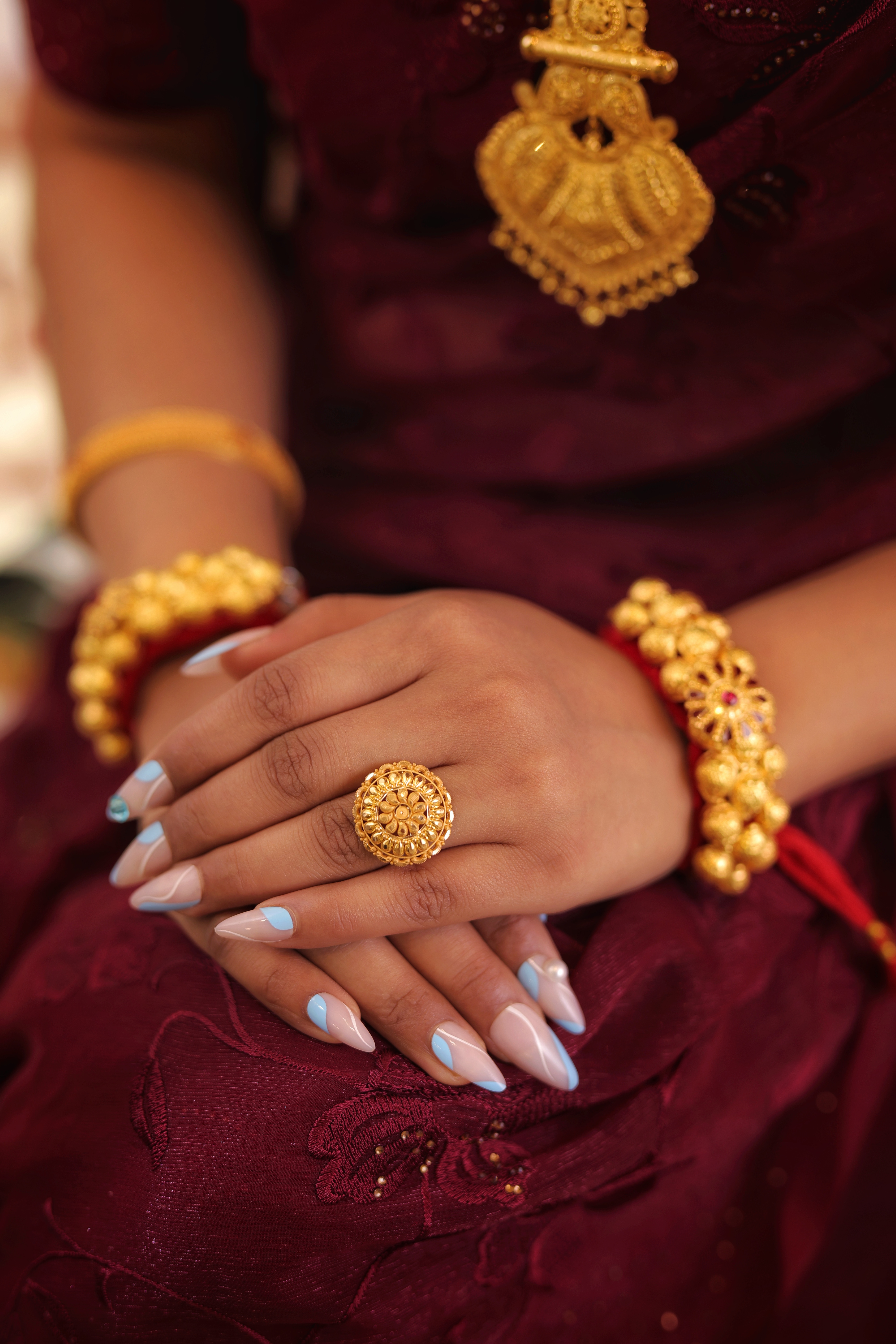 Traditional Flower Dome Cocktail Ring with Layered Petals