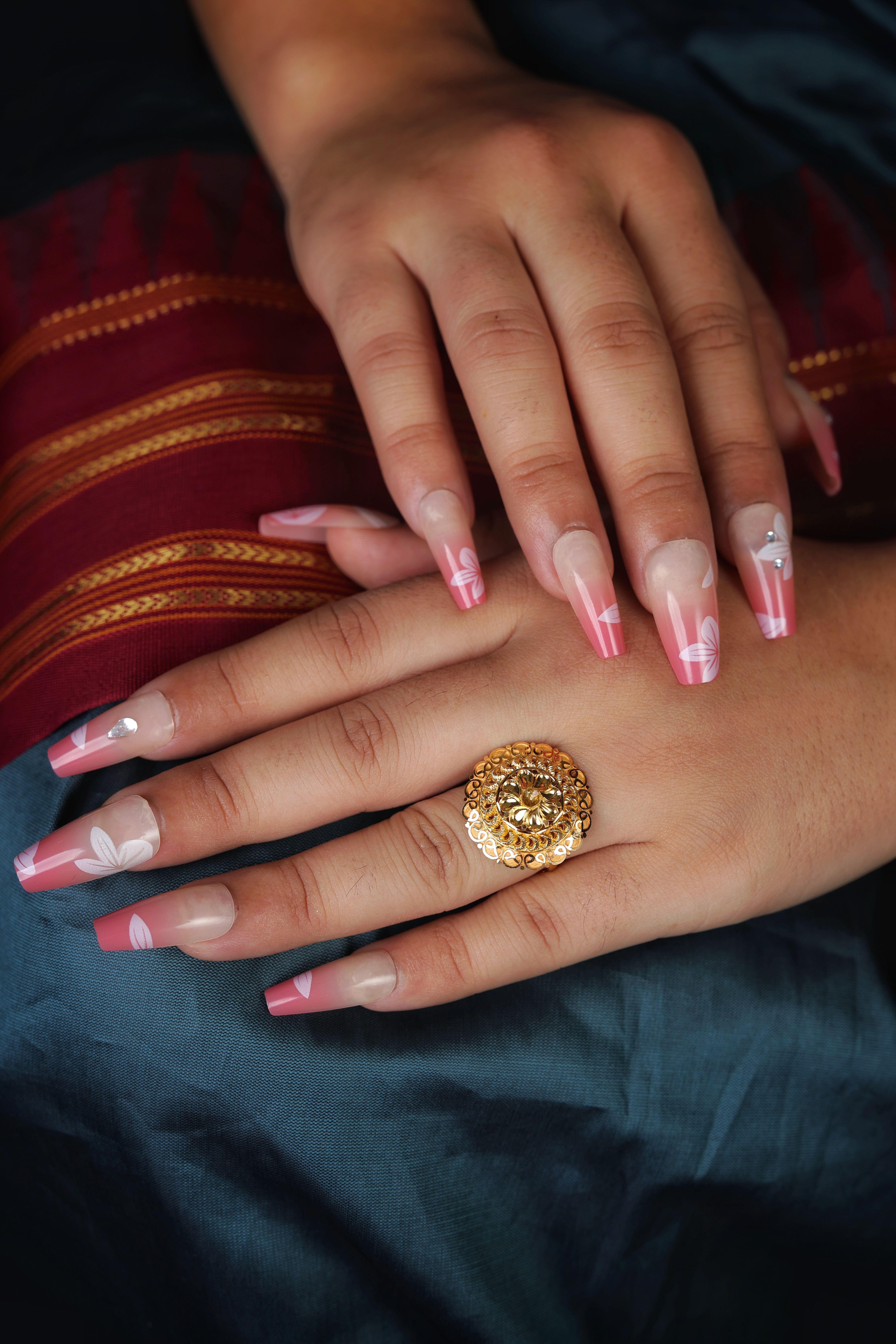 Traditional Dome Cocktail Ring with Intricate Granulation and Floral Motifs