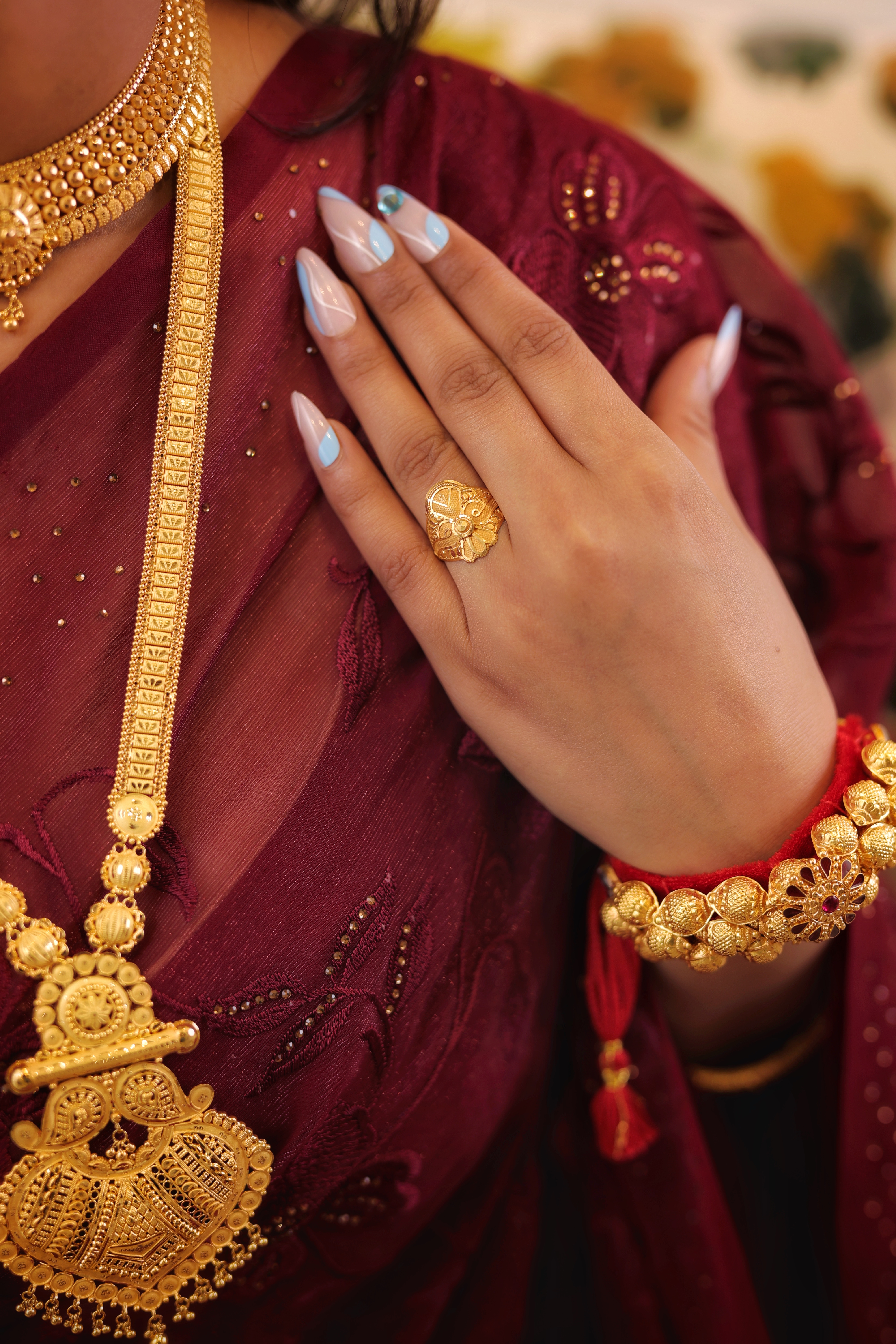 Traditional Ladies' 22K Yellow Gold Kite-Shaped Filigree Ring
