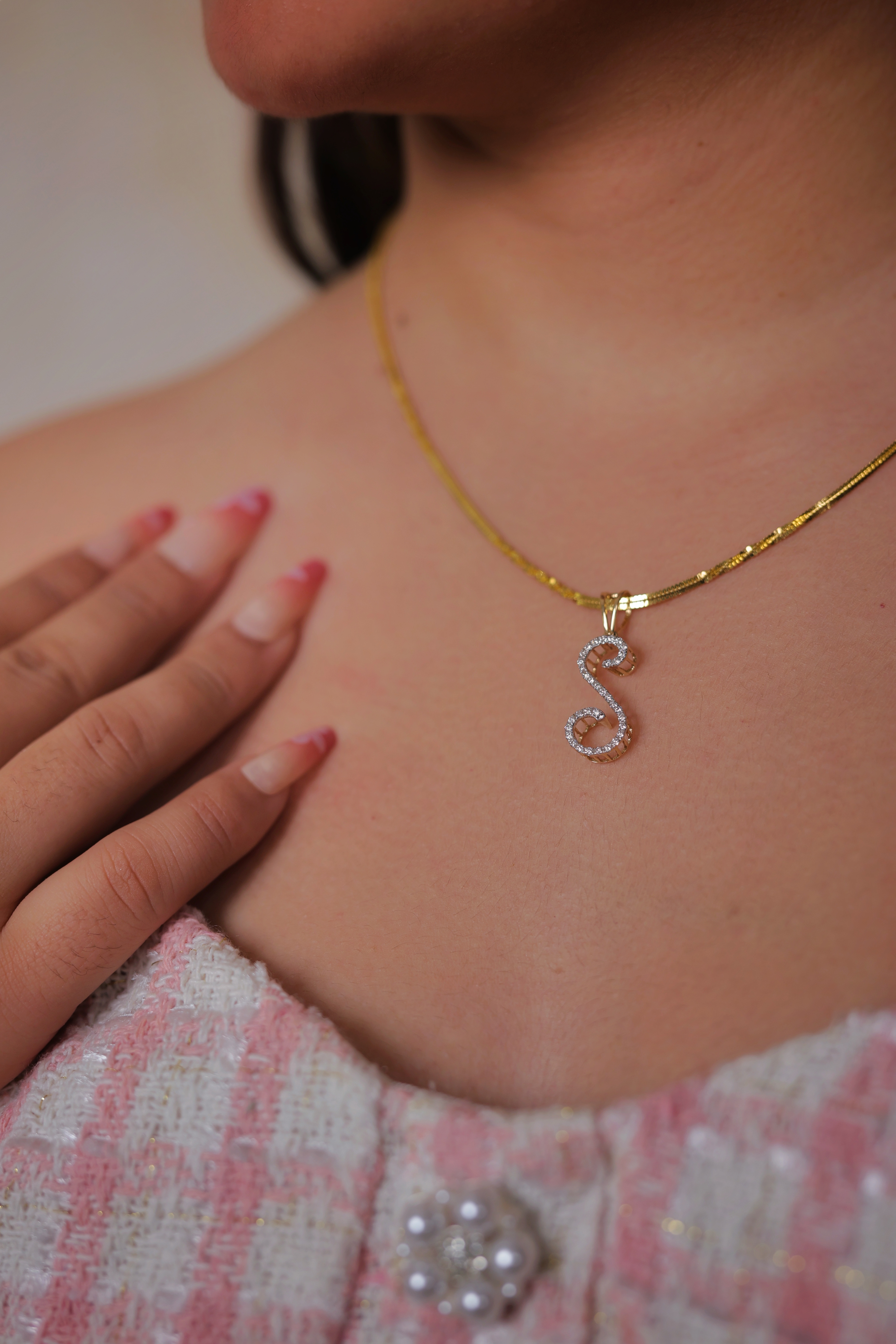 Diamond-Accent Initial Pendant (Letter S)