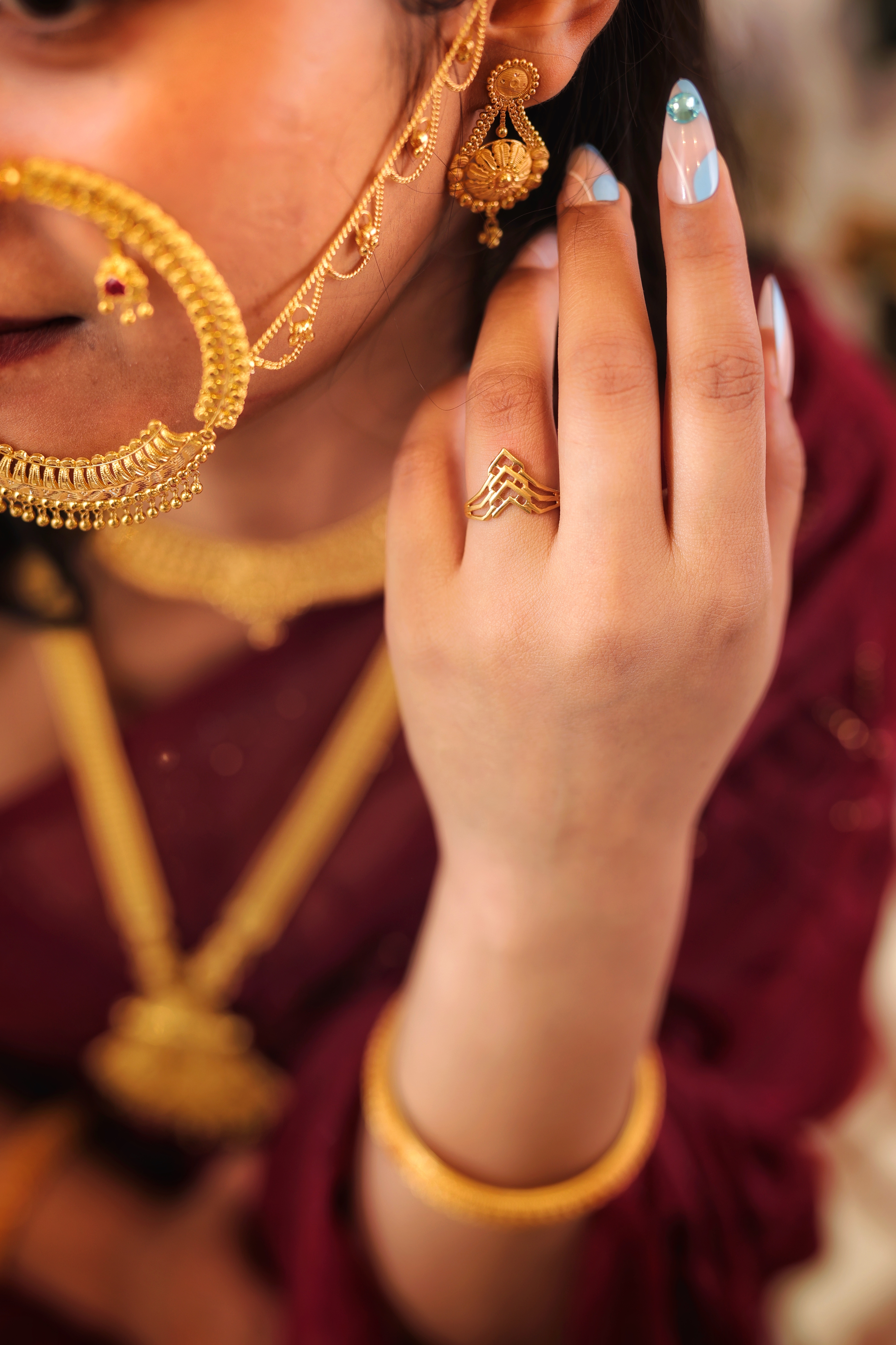 Openwork Geometric Heart Gold Ladies Casting Ring