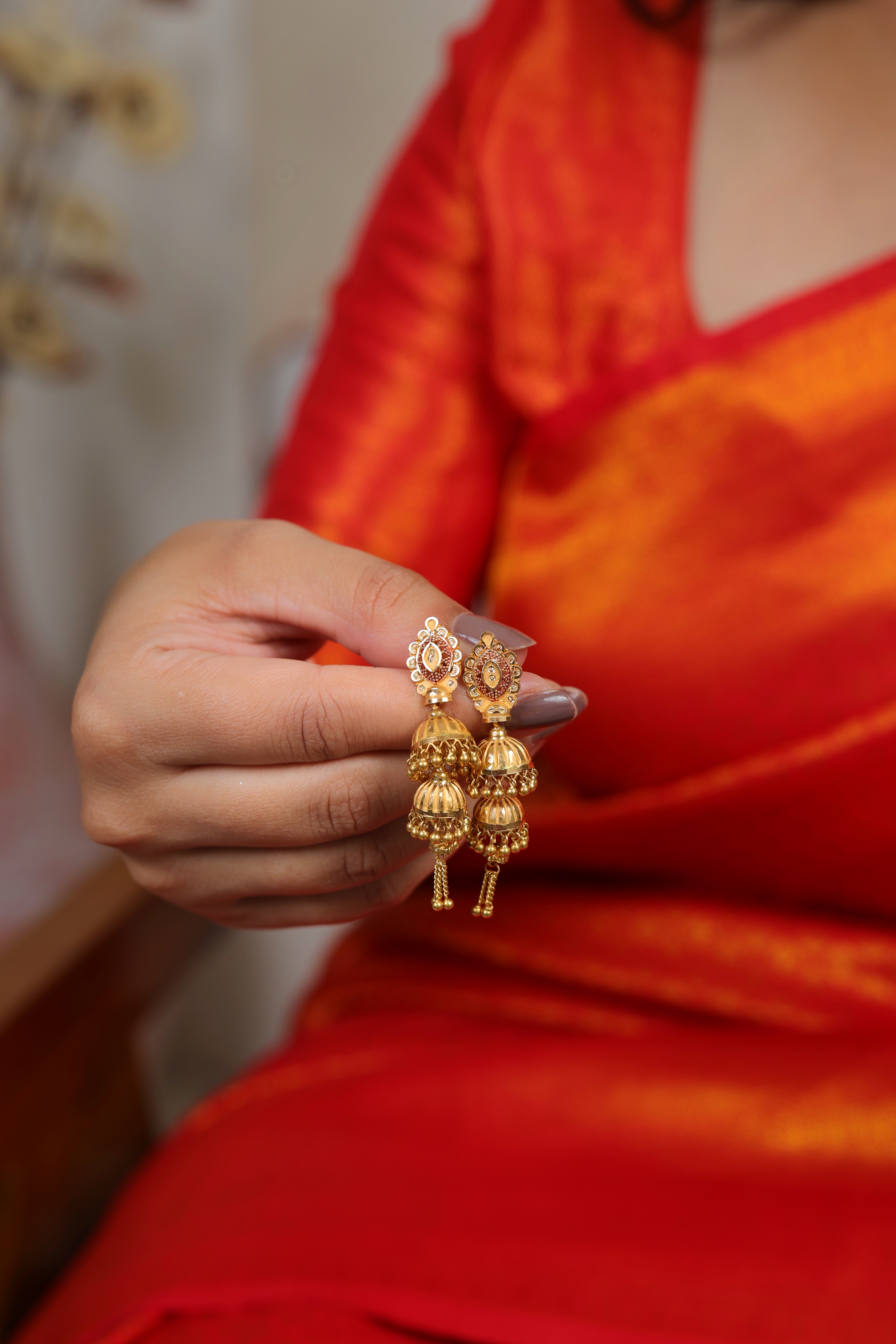 Grand Double-Bell Traditional Gold Jhumki Earrings