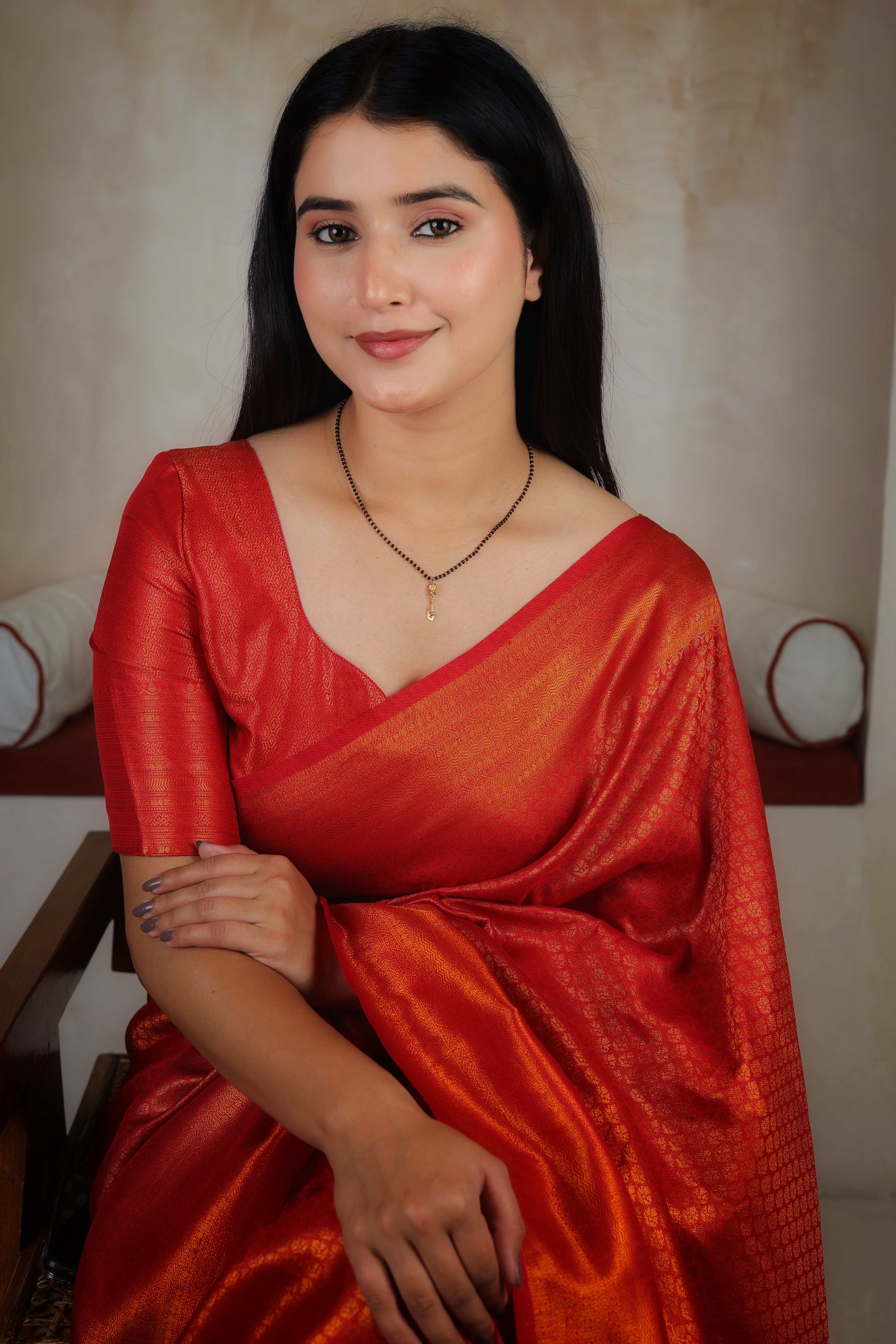 22K Gold Long Mangalsutra with Classic Black Beads