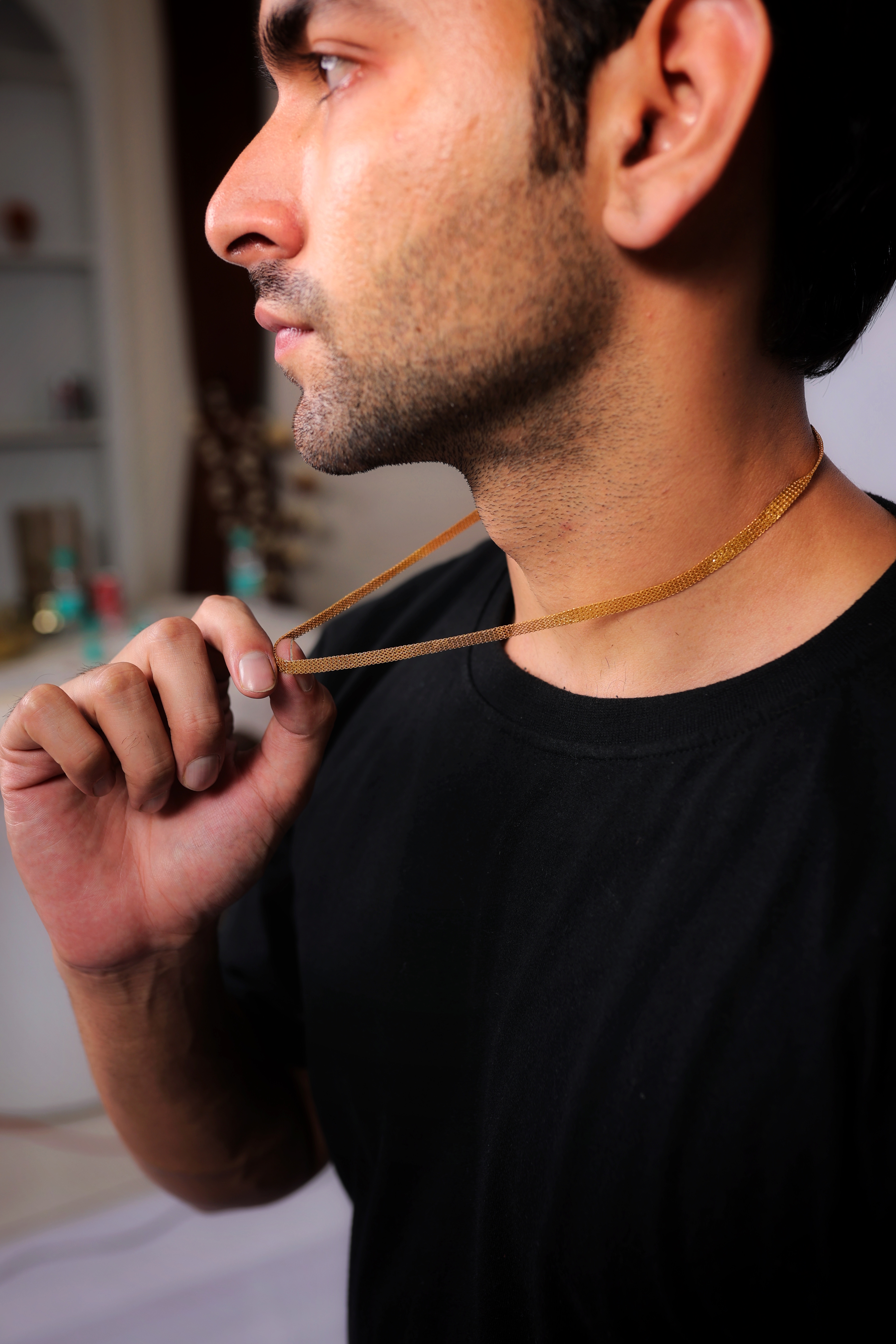 22K Gold Men’s Flat Chain – Sleek & Timeless Design