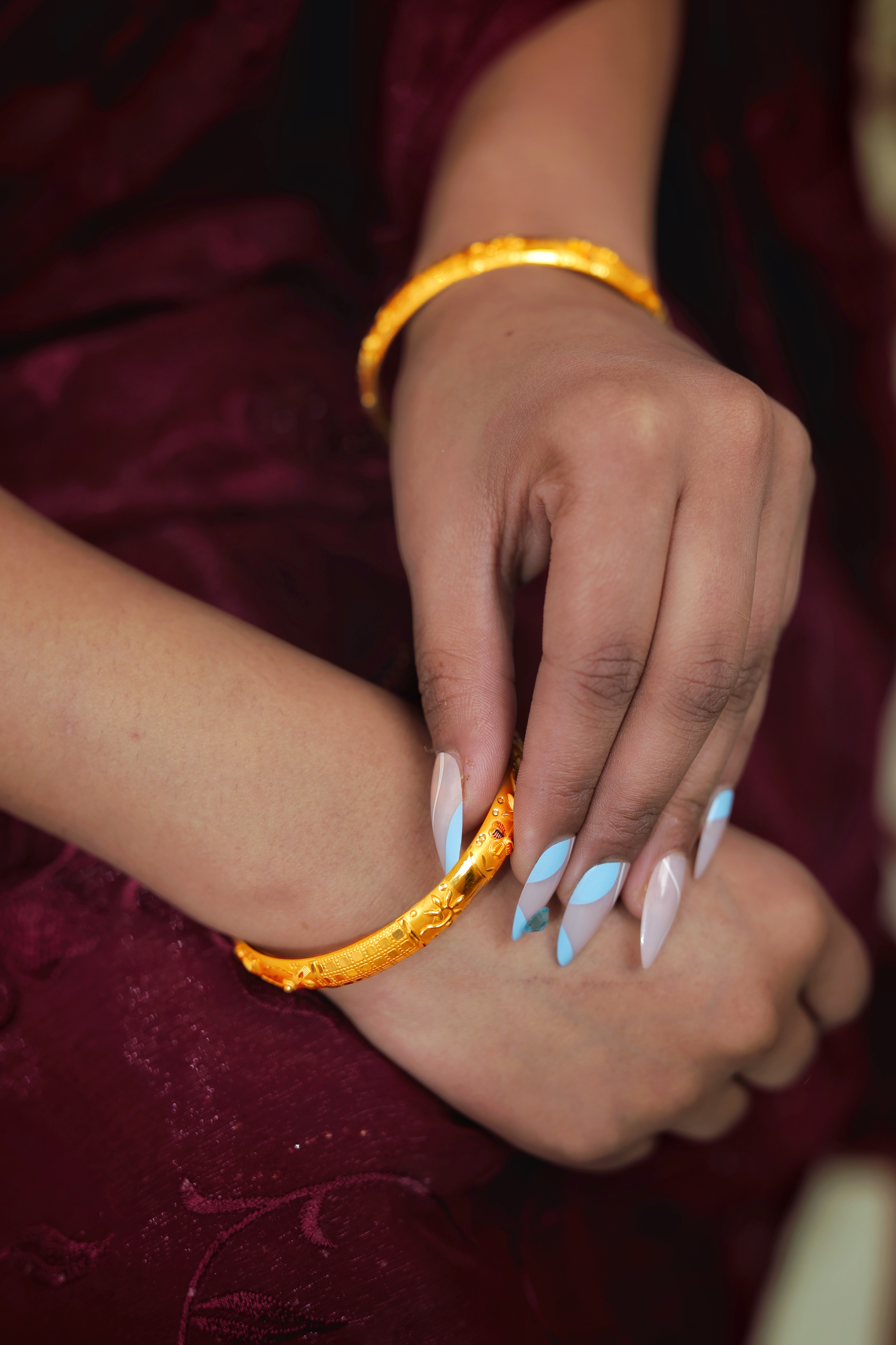 Traditional Engraved Gold Bangles – Classic Pattern Designer Gold Bangles for Women