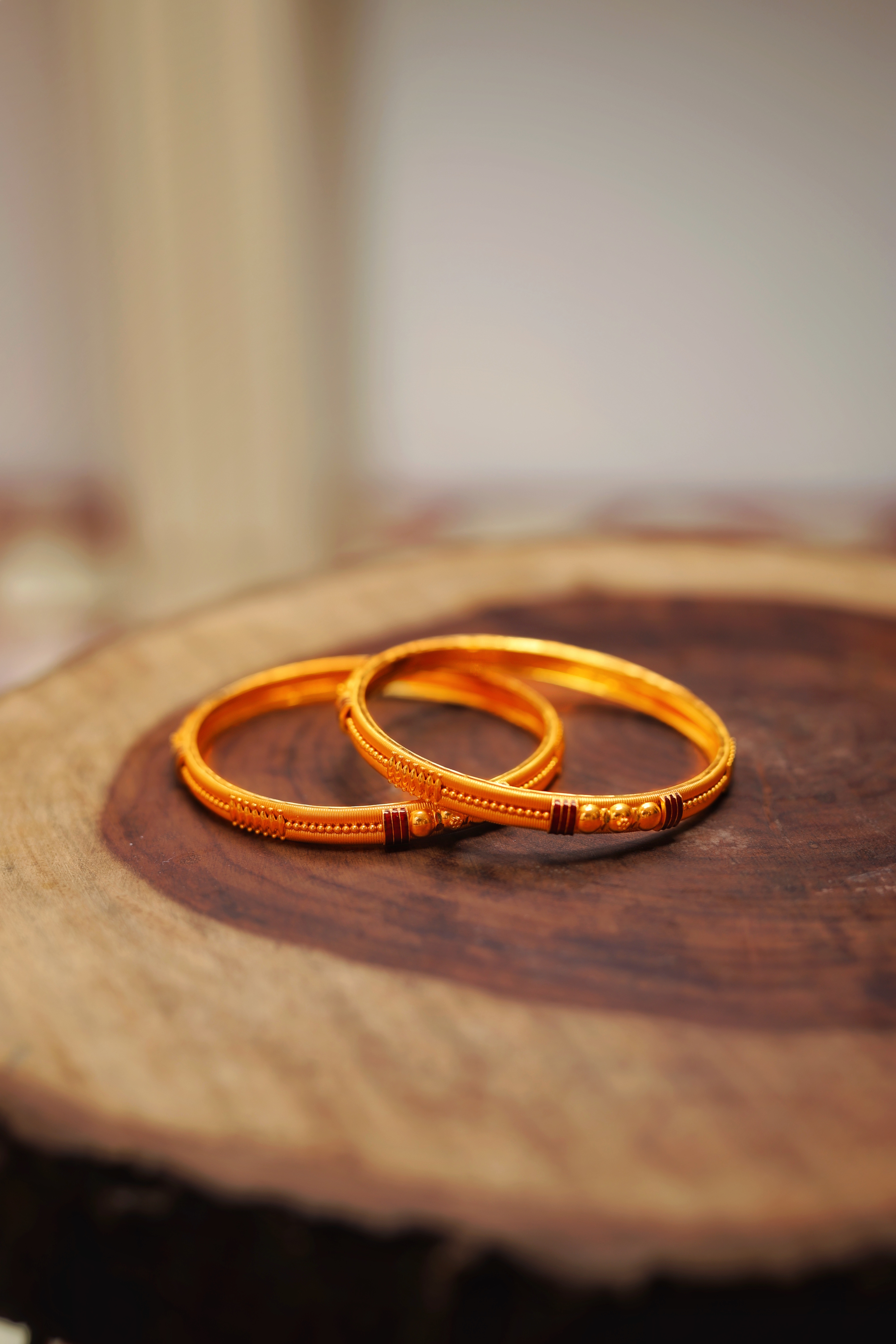 Classic Minimal Designer Gold Bangles – Traditional Fine Textured Gold Bangles for Women