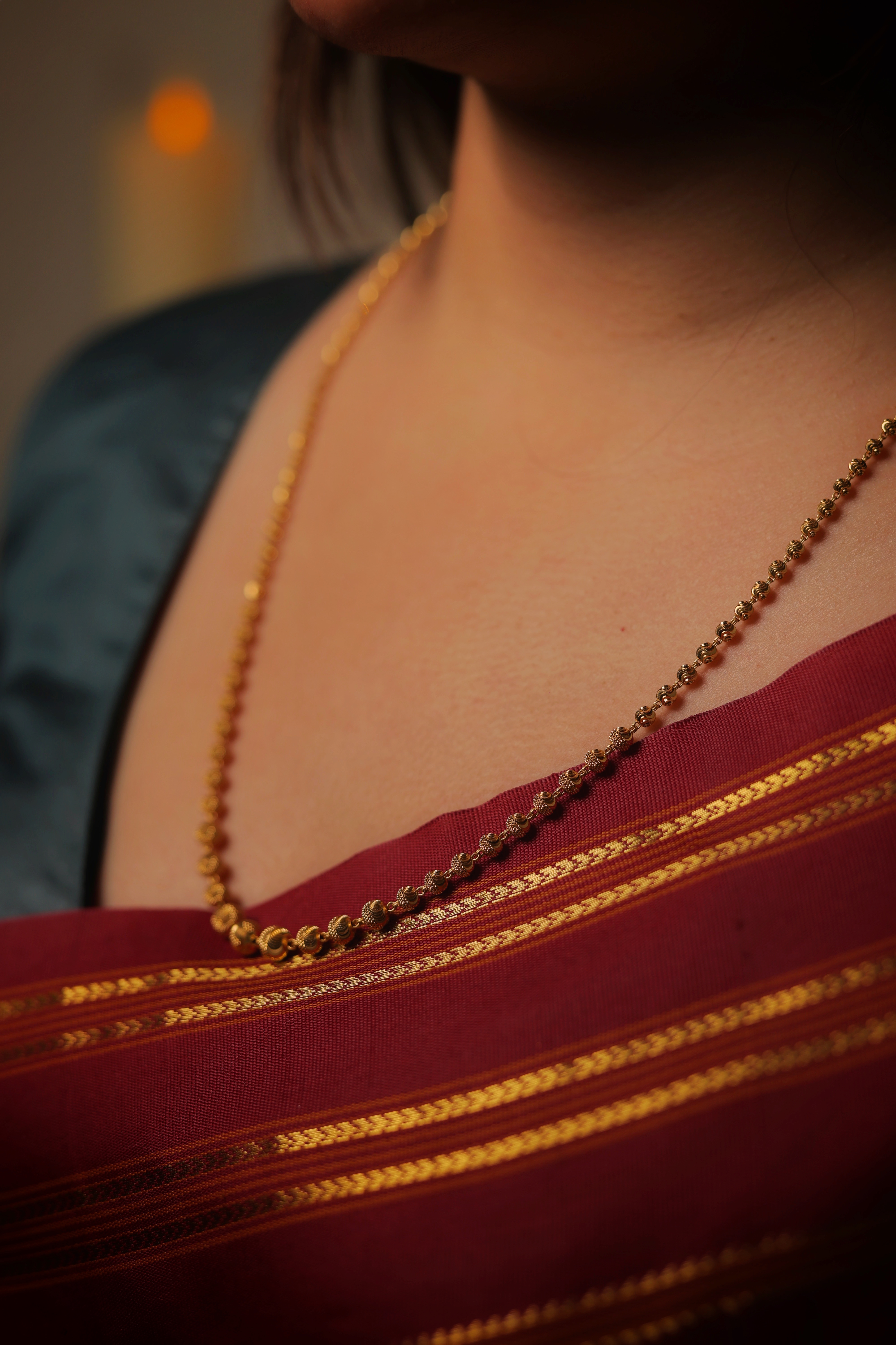 Elegant Women Beaded Gold Chain – Classic Designer Bead Pattern Gold Chain for Women